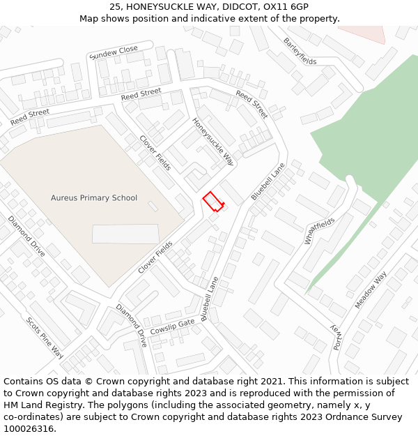 25, HONEYSUCKLE WAY, DIDCOT, OX11 6GP: Location map and indicative extent of plot