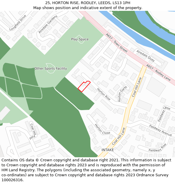 25, HORTON RISE, RODLEY, LEEDS, LS13 1PH: Location map and indicative extent of plot