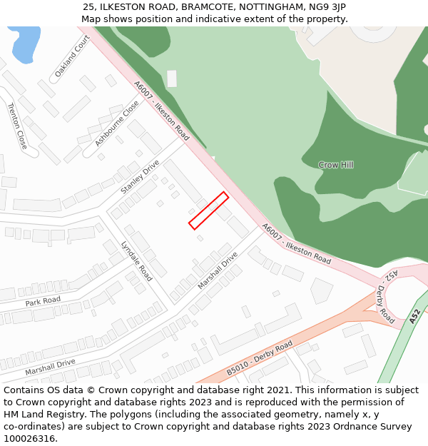 25, ILKESTON ROAD, BRAMCOTE, NOTTINGHAM, NG9 3JP: Location map and indicative extent of plot