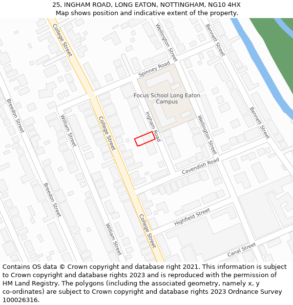 25, INGHAM ROAD, LONG EATON, NOTTINGHAM, NG10 4HX: Location map and indicative extent of plot