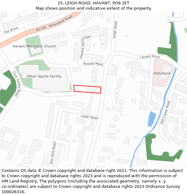 25, LEIGH ROAD, HAVANT, PO9 2ET: Location map and indicative extent of plot