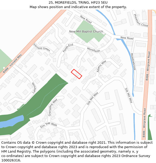 25, MOREFIELDS, TRING, HP23 5EU: Location map and indicative extent of plot