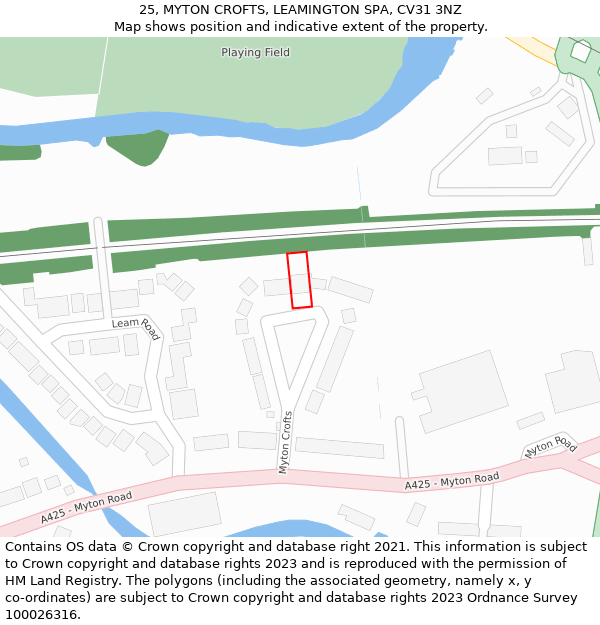 25, MYTON CROFTS, LEAMINGTON SPA, CV31 3NZ: Location map and indicative extent of plot