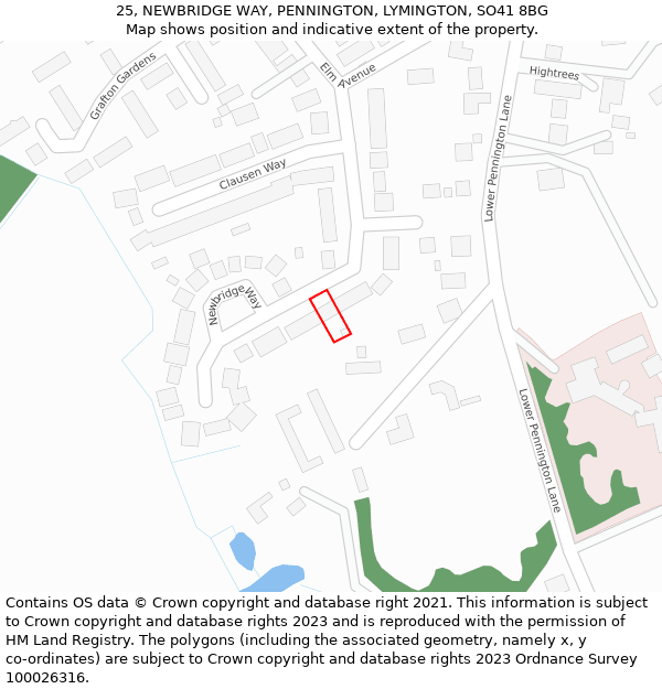 25, NEWBRIDGE WAY, PENNINGTON, LYMINGTON, SO41 8BG: Location map and indicative extent of plot