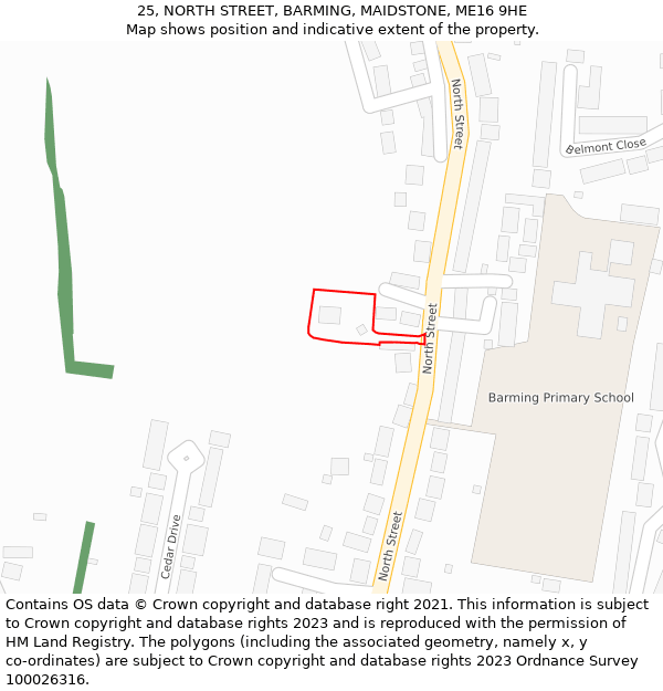 25, NORTH STREET, BARMING, MAIDSTONE, ME16 9HE: Location map and indicative extent of plot