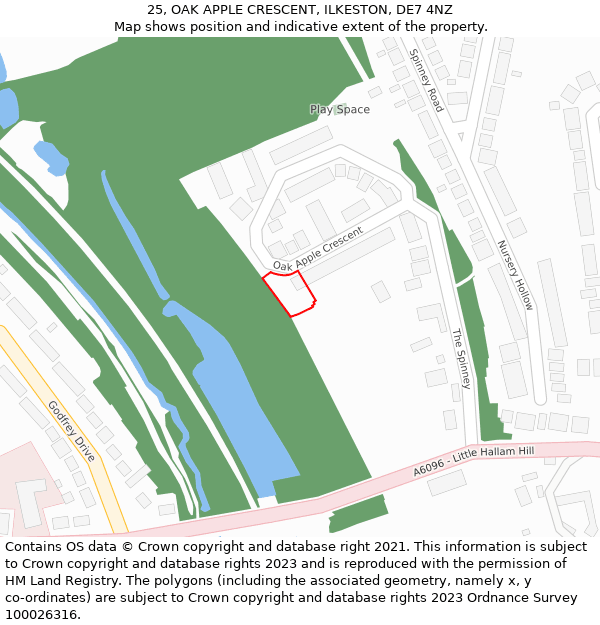 25, OAK APPLE CRESCENT, ILKESTON, DE7 4NZ: Location map and indicative extent of plot