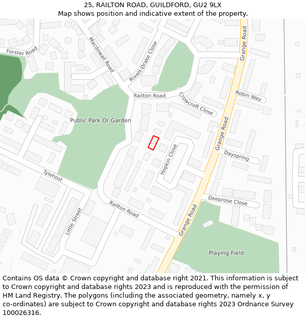 25, RAILTON ROAD, GUILDFORD, GU2 9LX: Location map and indicative extent of plot