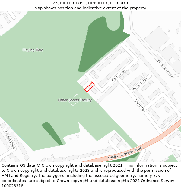 25, RIETH CLOSE, HINCKLEY, LE10 0YR: Location map and indicative extent of plot