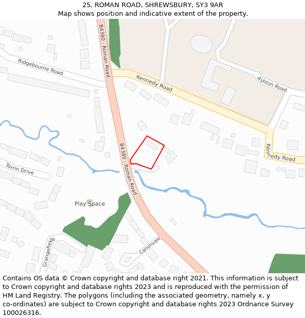 25, ROMAN ROAD, SHREWSBURY, SY3 9AR: Location map and indicative extent of plot