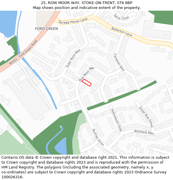 25, ROW MOOR WAY, STOKE-ON-TRENT, ST6 8BP: Location map and indicative extent of plot