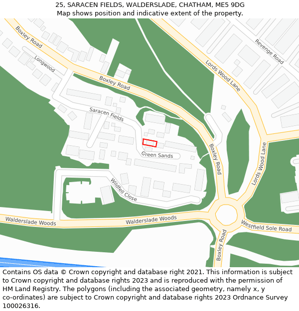 25, SARACEN FIELDS, WALDERSLADE, CHATHAM, ME5 9DG: Location map and indicative extent of plot