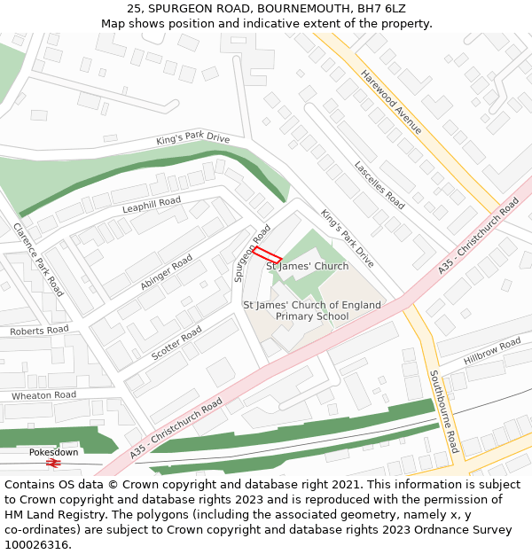 25, SPURGEON ROAD, BOURNEMOUTH, BH7 6LZ: Location map and indicative extent of plot