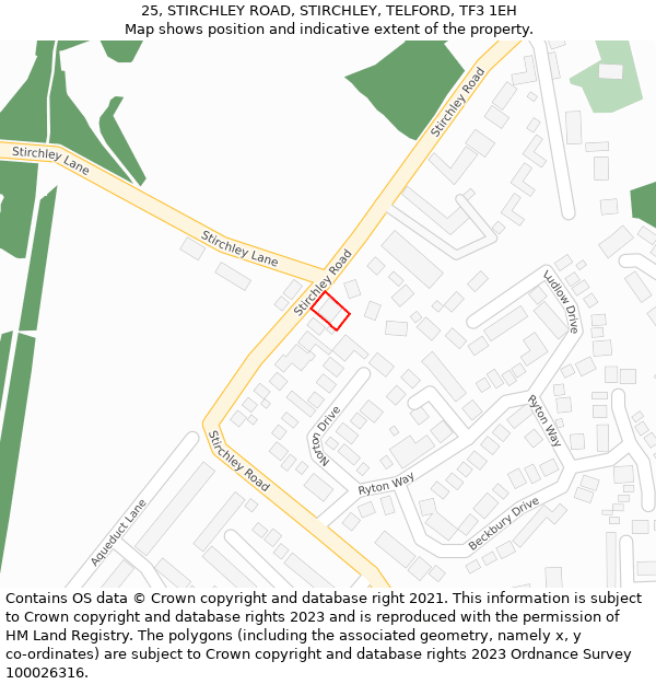 25, STIRCHLEY ROAD, STIRCHLEY, TELFORD, TF3 1EH: Location map and indicative extent of plot