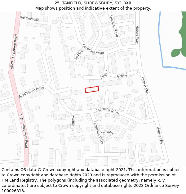 25, TANFIELD, SHREWSBURY, SY1 3XR: Location map and indicative extent of plot