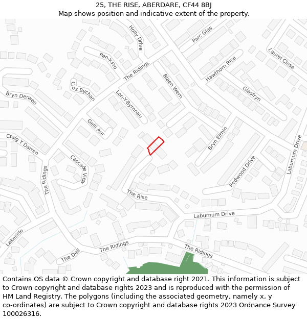 25, THE RISE, ABERDARE, CF44 8BJ: Location map and indicative extent of plot