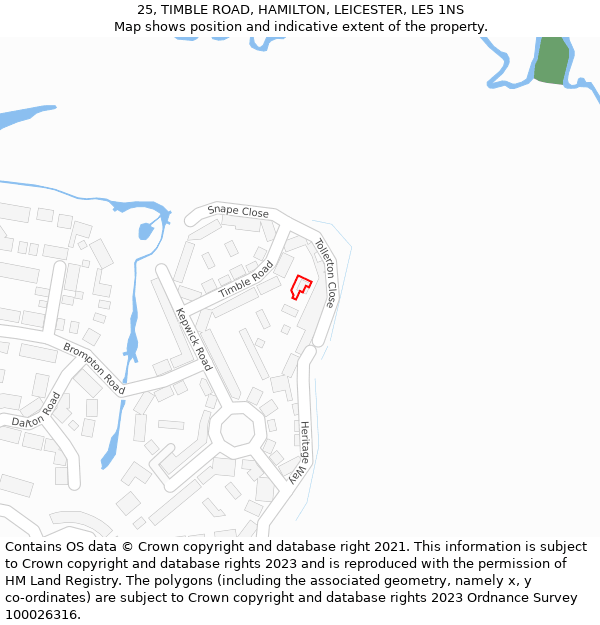 25, TIMBLE ROAD, HAMILTON, LEICESTER, LE5 1NS: Location map and indicative extent of plot