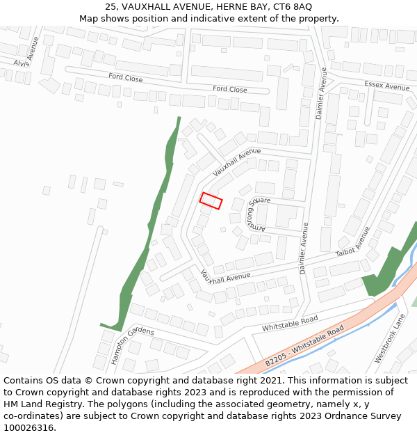 25, VAUXHALL AVENUE, HERNE BAY, CT6 8AQ: Location map and indicative extent of plot