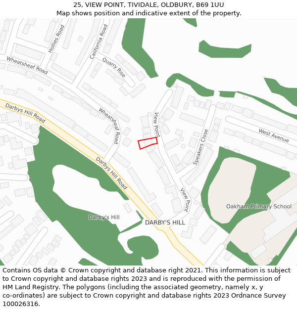 25, VIEW POINT, TIVIDALE, OLDBURY, B69 1UU: Location map and indicative extent of plot