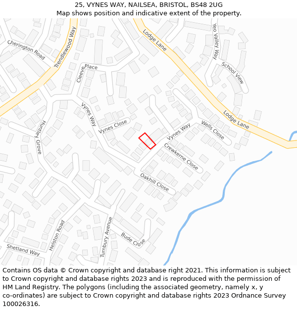 25, VYNES WAY, NAILSEA, BRISTOL, BS48 2UG: Location map and indicative extent of plot