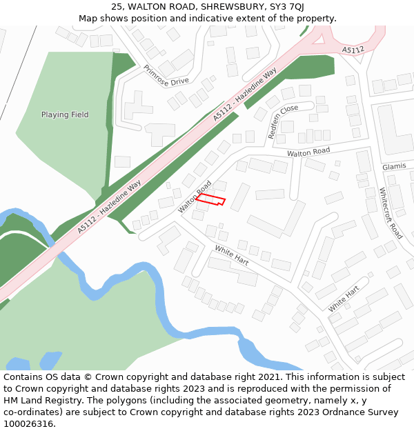 25, WALTON ROAD, SHREWSBURY, SY3 7QJ: Location map and indicative extent of plot