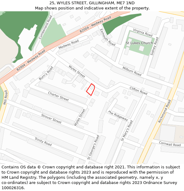 25, WYLES STREET, GILLINGHAM, ME7 1ND: Location map and indicative extent of plot