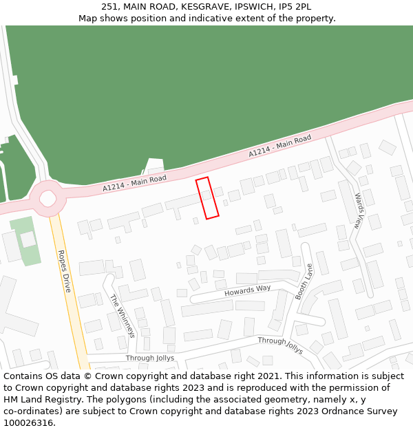 251, MAIN ROAD, KESGRAVE, IPSWICH, IP5 2PL: Location map and indicative extent of plot