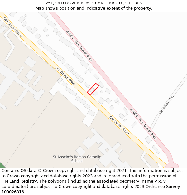 251, OLD DOVER ROAD, CANTERBURY, CT1 3ES: Location map and indicative extent of plot