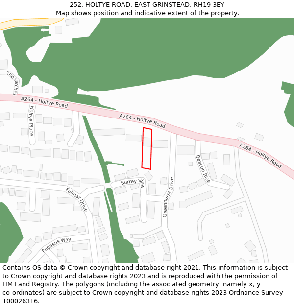 252, HOLTYE ROAD, EAST GRINSTEAD, RH19 3EY: Location map and indicative extent of plot