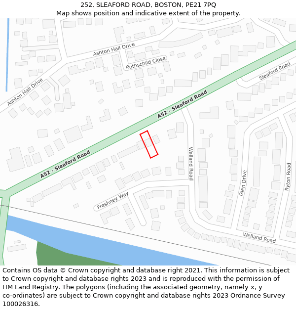 252, SLEAFORD ROAD, BOSTON, PE21 7PQ: Location map and indicative extent of plot