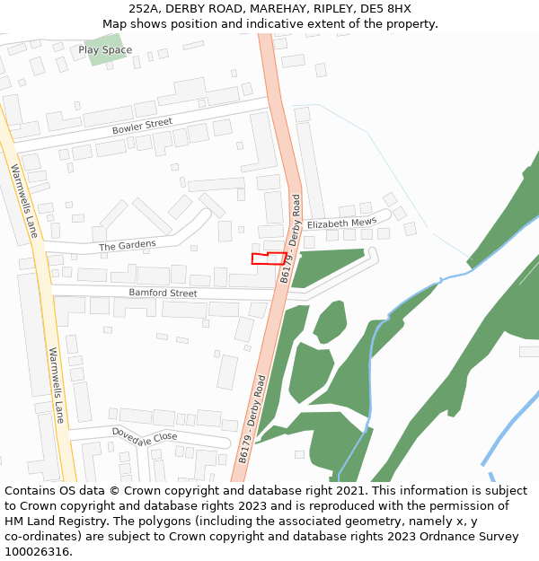 252A, DERBY ROAD, MAREHAY, RIPLEY, DE5 8HX: Location map and indicative extent of plot