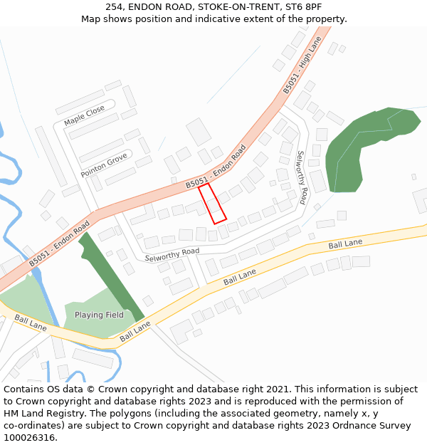 254, ENDON ROAD, STOKE-ON-TRENT, ST6 8PF: Location map and indicative extent of plot
