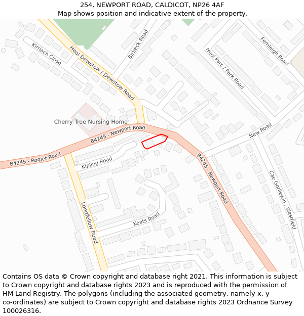 254, NEWPORT ROAD, CALDICOT, NP26 4AF: Location map and indicative extent of plot