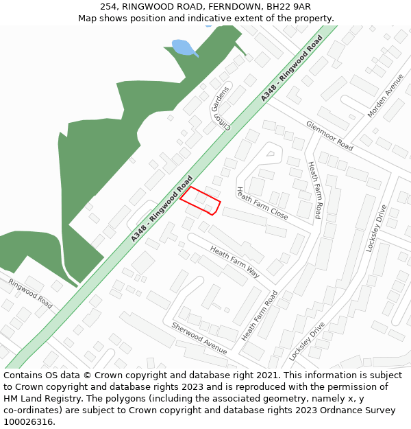 254, RINGWOOD ROAD, FERNDOWN, BH22 9AR: Location map and indicative extent of plot
