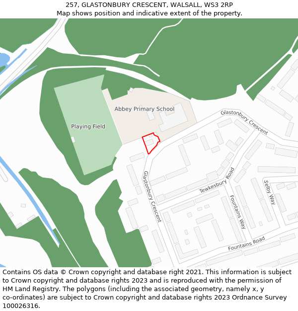 257, GLASTONBURY CRESCENT, WALSALL, WS3 2RP: Location map and indicative extent of plot