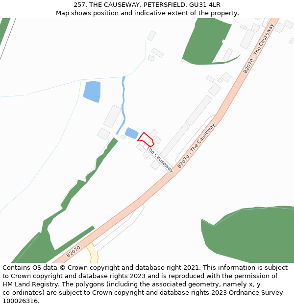 257, THE CAUSEWAY, PETERSFIELD, GU31 4LR: Location map and indicative extent of plot
