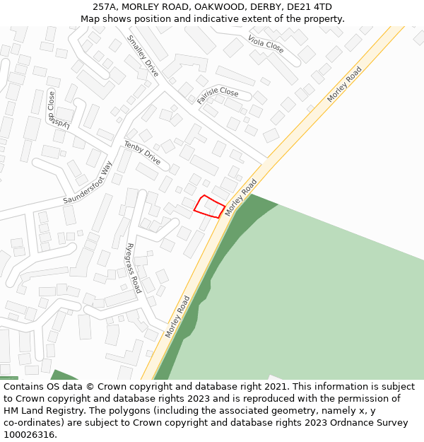 257A, MORLEY ROAD, OAKWOOD, DERBY, DE21 4TD: Location map and indicative extent of plot