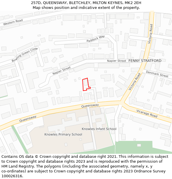 257D, QUEENSWAY, BLETCHLEY, MILTON KEYNES, MK2 2EH: Location map and indicative extent of plot
