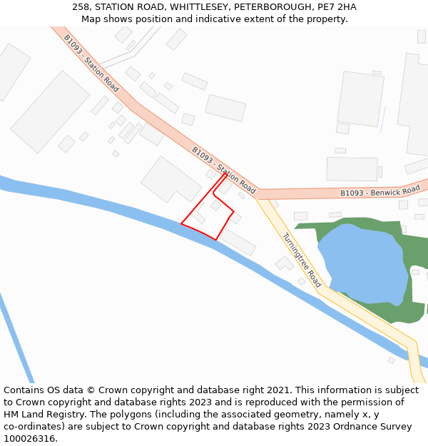 258, STATION ROAD, WHITTLESEY, PETERBOROUGH, PE7 2HA: Location map and indicative extent of plot