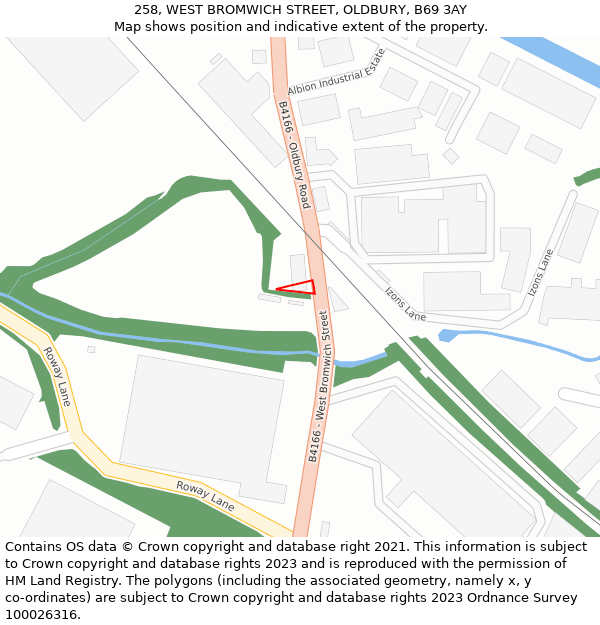 258, WEST BROMWICH STREET, OLDBURY, B69 3AY: Location map and indicative extent of plot