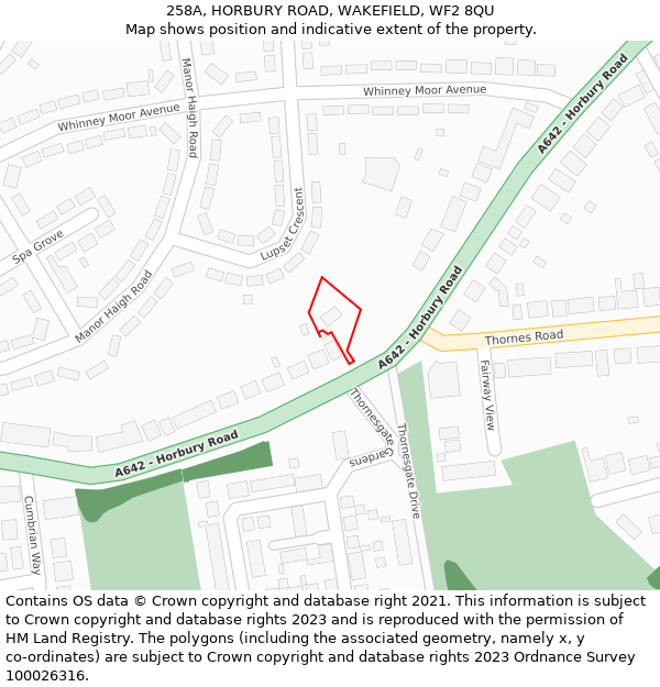 258A, HORBURY ROAD, WAKEFIELD, WF2 8QU: Location map and indicative extent of plot