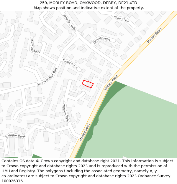 259, MORLEY ROAD, OAKWOOD, DERBY, DE21 4TD: Location map and indicative extent of plot