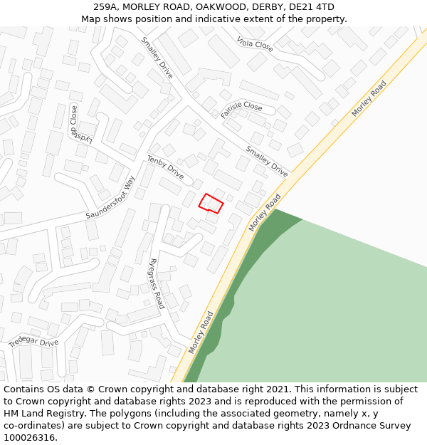 259A, MORLEY ROAD, OAKWOOD, DERBY, DE21 4TD: Location map and indicative extent of plot