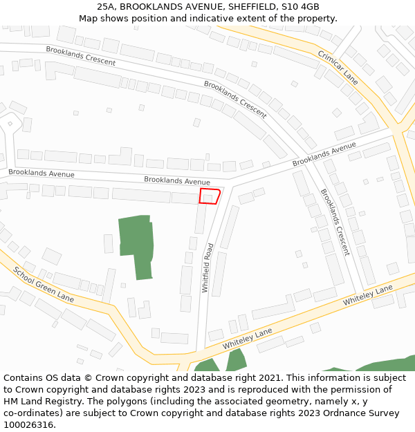 25A, BROOKLANDS AVENUE, SHEFFIELD, S10 4GB: Location map and indicative extent of plot