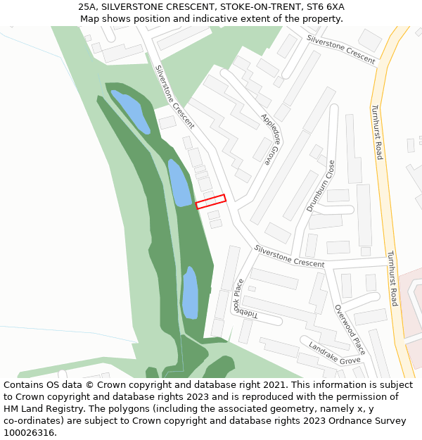 25A, SILVERSTONE CRESCENT, STOKE-ON-TRENT, ST6 6XA: Location map and indicative extent of plot