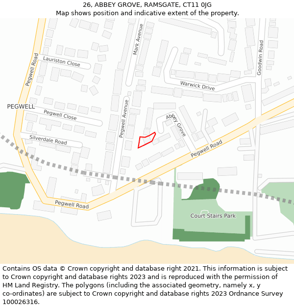 26, ABBEY GROVE, RAMSGATE, CT11 0JG: Location map and indicative extent of plot