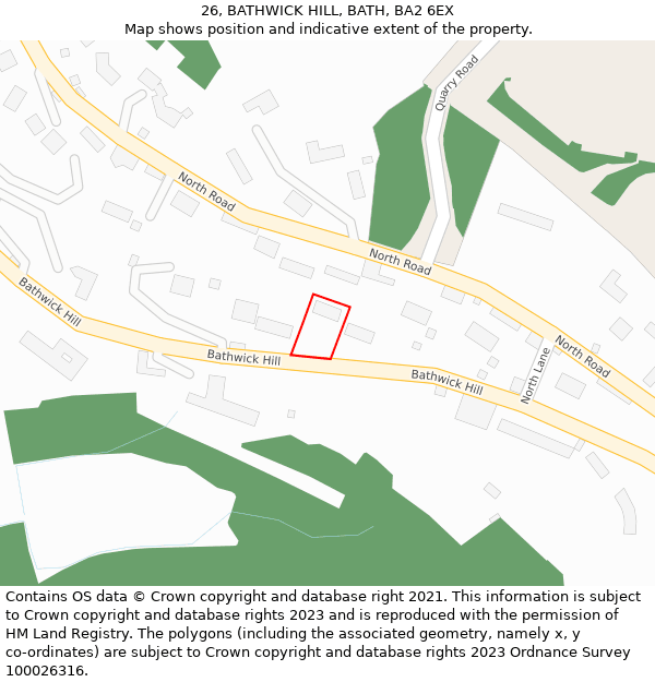 26, BATHWICK HILL, BATH, BA2 6EX: Location map and indicative extent of plot