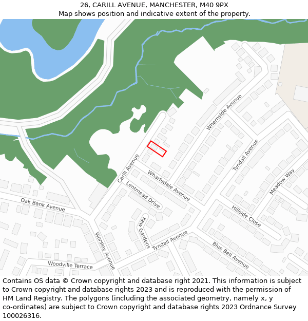 26, CARILL AVENUE, MANCHESTER, M40 9PX: Location map and indicative extent of plot