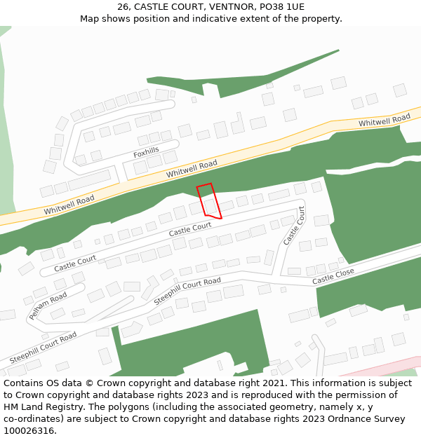 26, CASTLE COURT, VENTNOR, PO38 1UE: Location map and indicative extent of plot