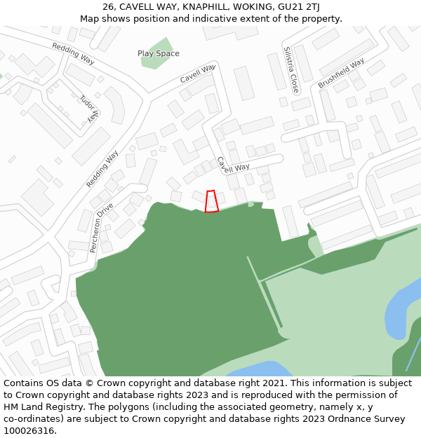 26, CAVELL WAY, KNAPHILL, WOKING, GU21 2TJ: Location map and indicative extent of plot