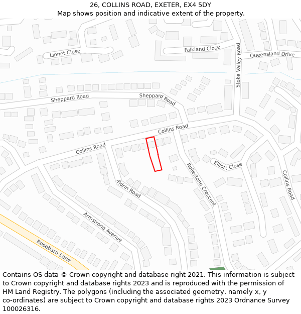 26, COLLINS ROAD, EXETER, EX4 5DY: Location map and indicative extent of plot